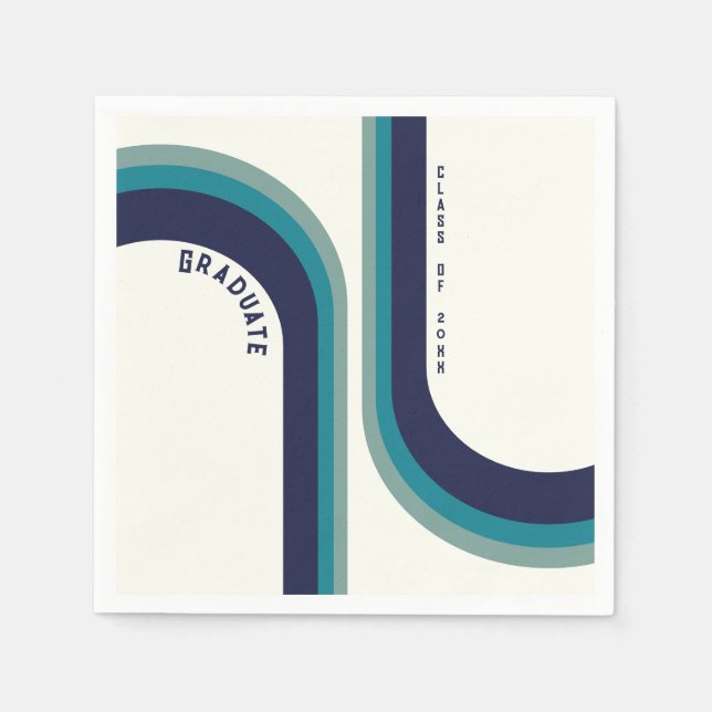 Retro Rainbow Arch Graduation Party  Napkin (Front)