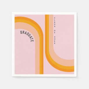 Retro Rainbow Arch Photo Graduation  Napkin