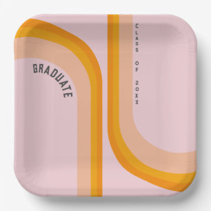 Retro Rainbow Arch Photo Graduation  Paper Plate