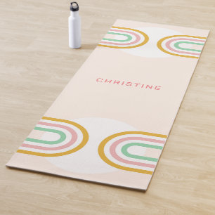 Retro Rainbow Arch Stripes Minimal Yoga Mat