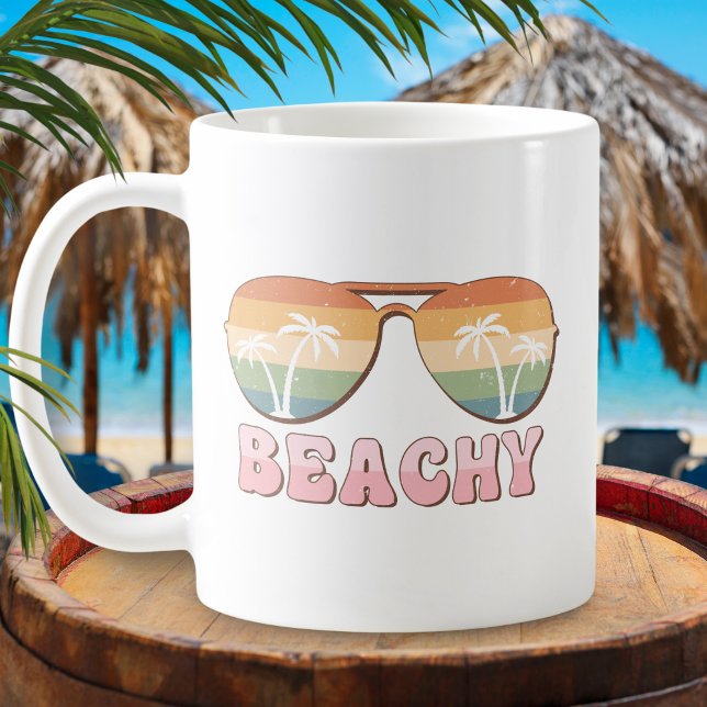 Retro Rainbow Beachy Sunglasses with Palm Trees Coffee Mug (Creator Uploaded)