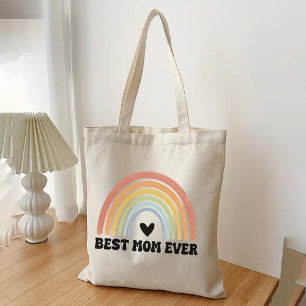 Retro Rainbow Best Mom Ever Tote Bag, Mother's Day Bag