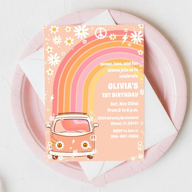 Retro Rainbow Birthday Invitation (Creator Uploaded)