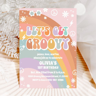 Retro Rainbow Birthday Invitation