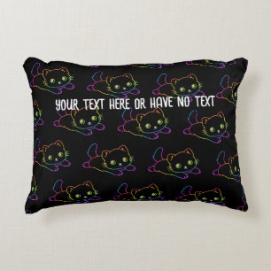 Retro Rainbow Cat Kawaii Animal Magical Kitten Accent Pillow