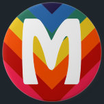 Retro Rainbow Chevron Monogram 6 Inch Round Button<br><div class="desc">Customize the font itself,  and colour</div>