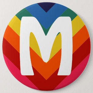 Retro Rainbow Chevron Monogram 6 Inch Round Button