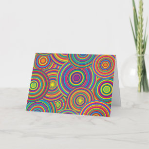 Retro Rainbow Circles Pattern Card