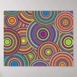 Retro Rainbow Circles Pattern Poster