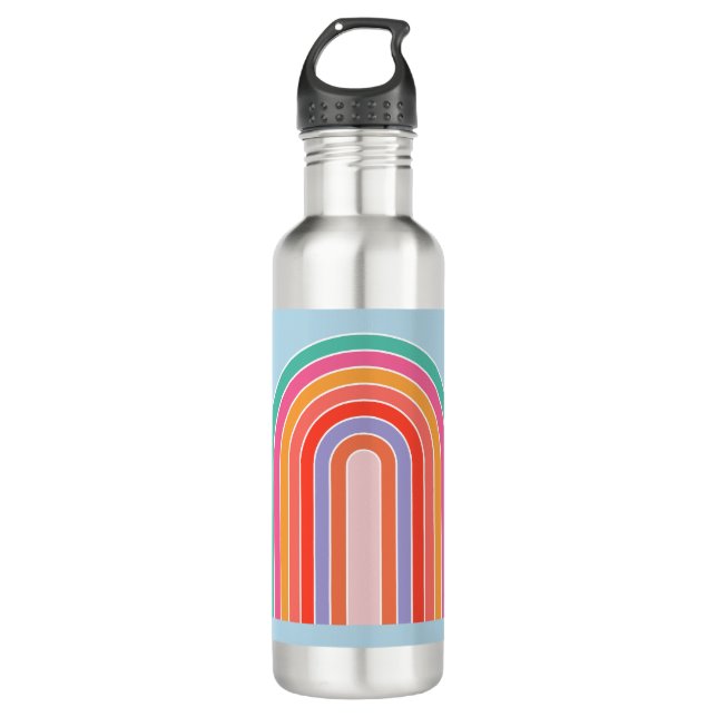 Retro Rainbow Colourful Blue 710 Ml Water Bottle (Front)