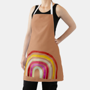 Retro Rainbow cute watercolor Apron