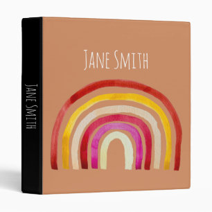 Retro Rainbow cute watercolor Binder
