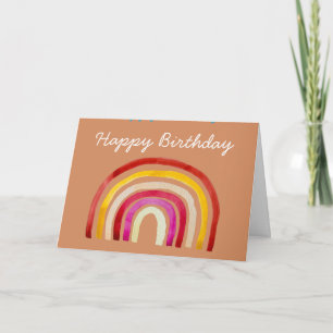 Retro Rainbow cute watercolor Card