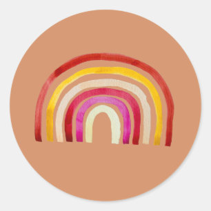 Retro Rainbow cute watercolor Classic Round Sticker