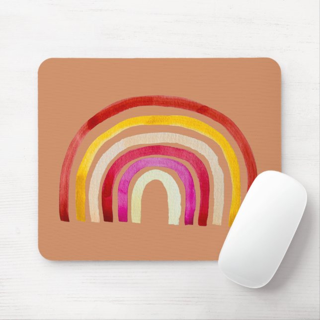 Retro Rainbow cute watercolor Mouse Pad (With Mouse)