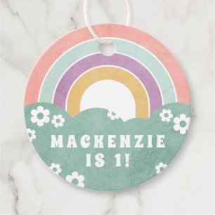 Retro Rainbow & Daisies Kid's Party Favour Gift Ta Favour Tags