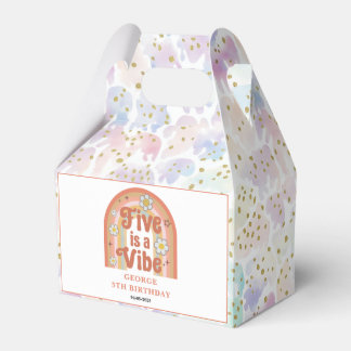 Retro Rainbow FIVE is a Vibe Groovy 5th Birthday Favor Box
