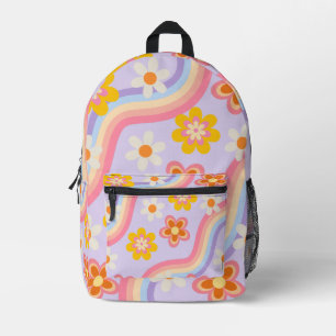 Retro Rainbow floral Printed Backpack