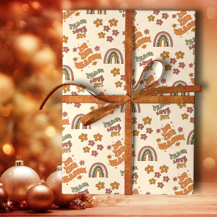 Retro Rainbow Flower Christmas Wrapping Paper