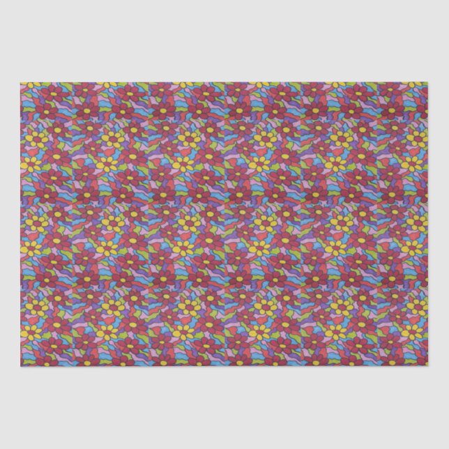 Retro Rainbow Flower Pattern  Tissue Paper (Front)