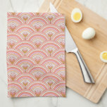 Retro Rainbow Flowers Pink & Coral Kitchen Towel<br><div class="desc">A cute retro pattern of rainbows and flowers inspired by 1960s and 70s design.This boho style pattern includes shades of pink,  peach,  coral,  terracotta and lavender</div>