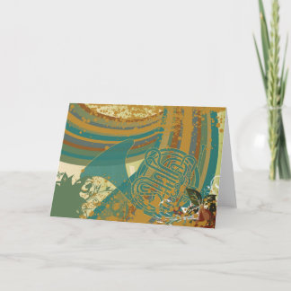 Retro Rainbow French Horn Card