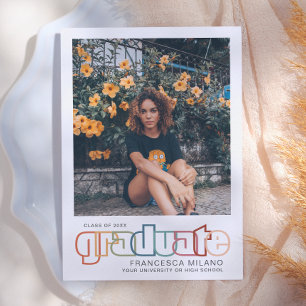 Retro   Rainbow Graduate Photo Faire-part