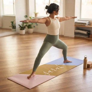 Retro Rainbow Graphic Personalized Name Yoga Mat