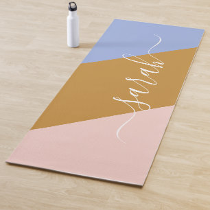 Retro Rainbow Graphic Personalized Name Yoga Mat