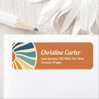 Retro Rainbow Groovy Baby Shower Return Address La