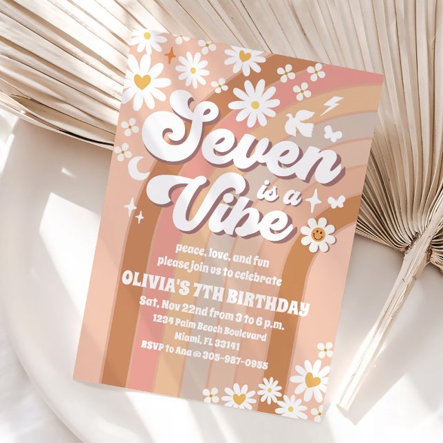 Retro Rainbow Groovy Birthday Invitation (Créateur téléchargé)