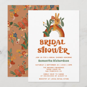 Retro Rainbow Groovy  Bridal Shower Invitation