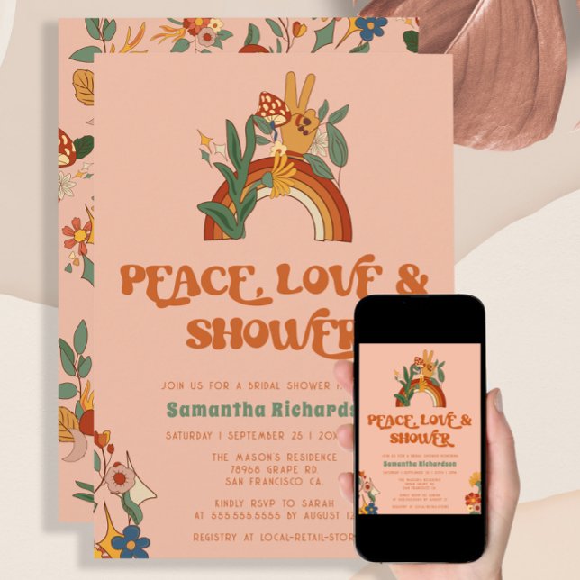 Retro Rainbow Groovy Bridal Shower Invitation (Creator Uploaded)