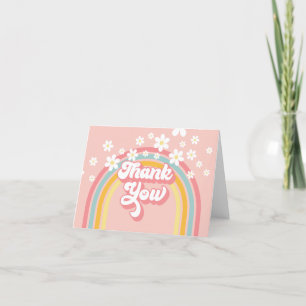 Retro Rainbow Groovy Thank You Card