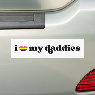 Retro Rainbow Heart I Love My Daddies Gay Dads Bumper Sticker
