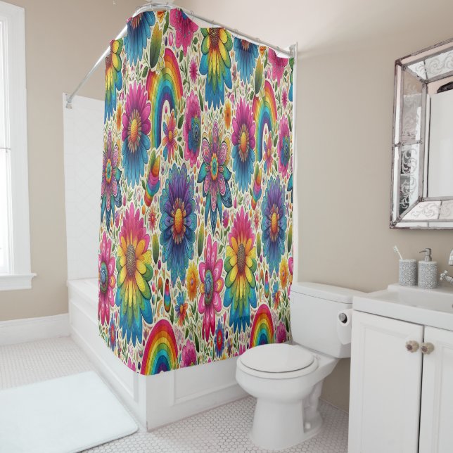 Retro Rainbow Hippie Floral (In Situ)
