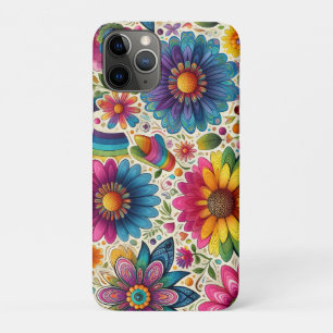 Retro Rainbow Hippie Floral iPhone 11 Pro Case