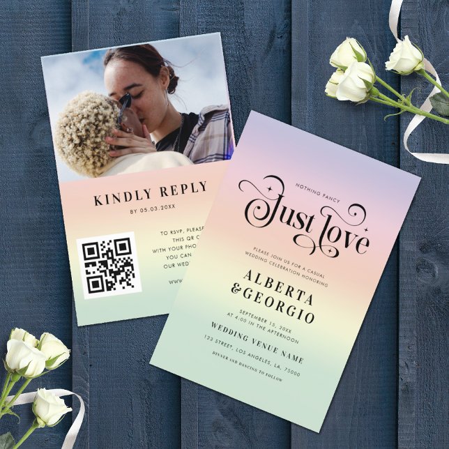 Retro Rainbow LGBTQ Gay Pride All in One Wedding Invitation (Creator Uploaded)