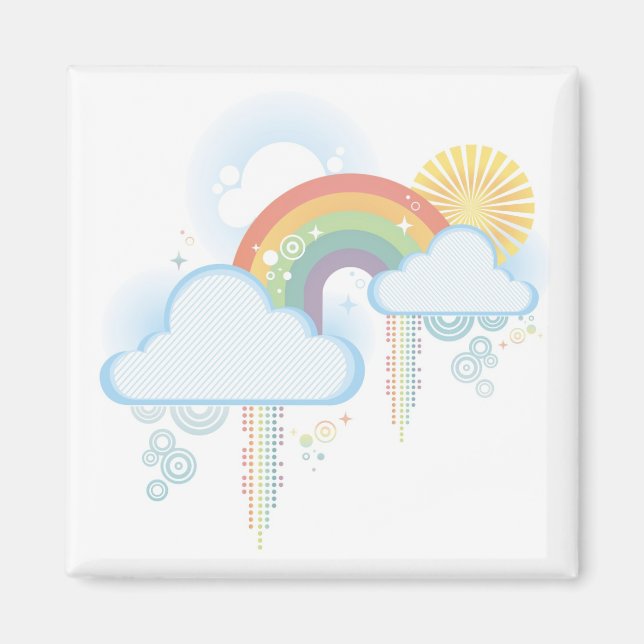 Retro Rainbow Magnet - Square (Front)