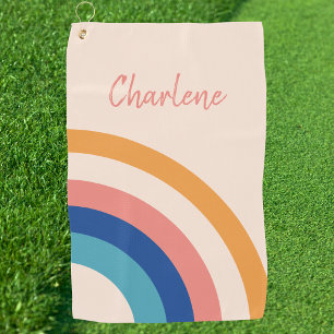 Retro Rainbow Monogram Golf Towel