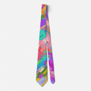 Retro Rainbow Paint Splat Surface Pattern Tie