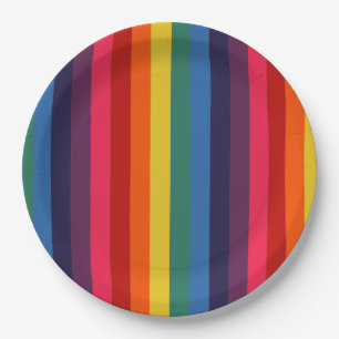 Retro rainbow paper plate