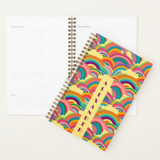 Retro Rainbow pattern Personalized Name Planner