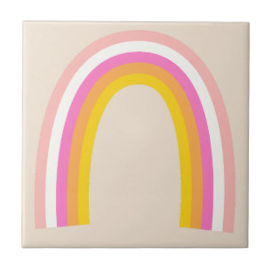 Retro Rainbow  Peach White Blue Red Orange Yellow Tile