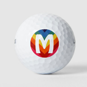 Retro Rainbow Personalized Monogram Colourful Golf Balls