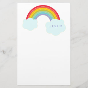 Retro Rainbow Personalized Stationery for Kids