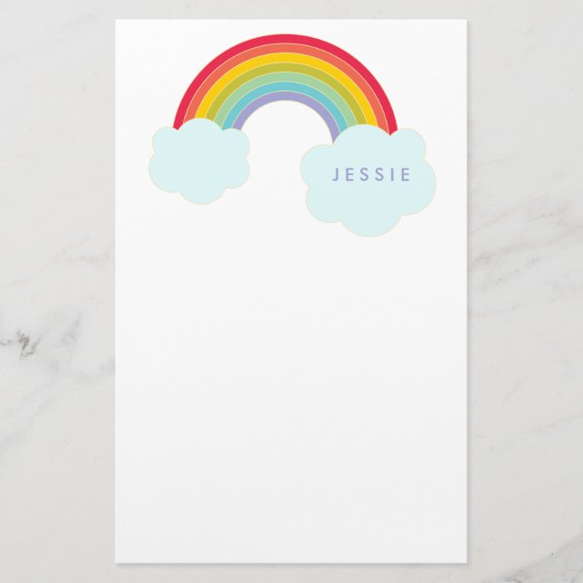 Retro Rainbow Personalized Stationery for Kids (Front)
