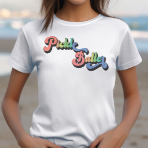 Retro Rainbow Pickleballer Funny pickleball  T-Shirt