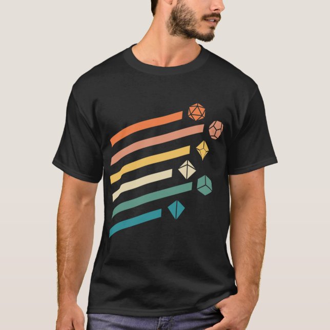 Retro Rainbow Polyhedral Dice Set Colorsabletop RP T-Shirt (Front)