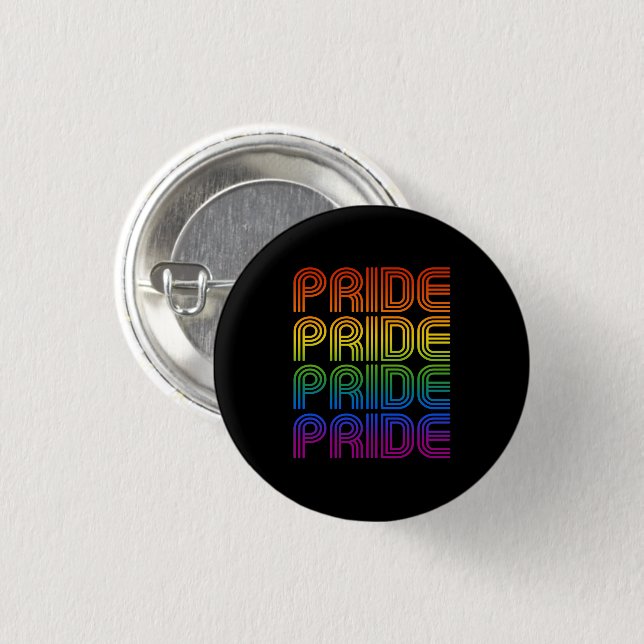 Retro Rainbow Pride 1 Inch Round Button (Front & Back)